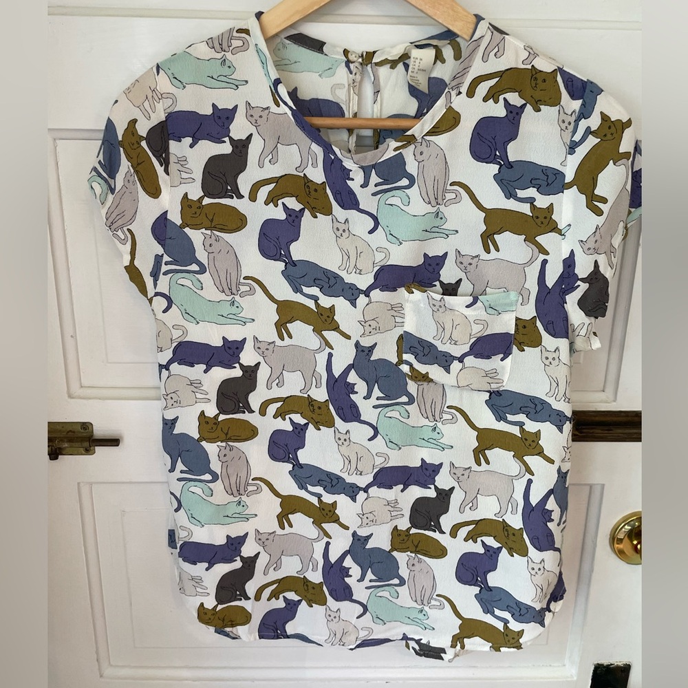 H&M cat crop top blouse - 6